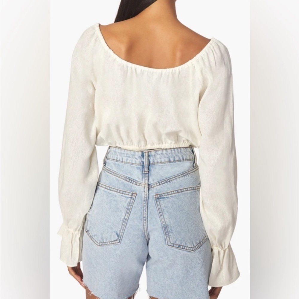 WeWoreWhat Ivory Linen Blend Cropped Blouse NWT - Picture 6 of 11